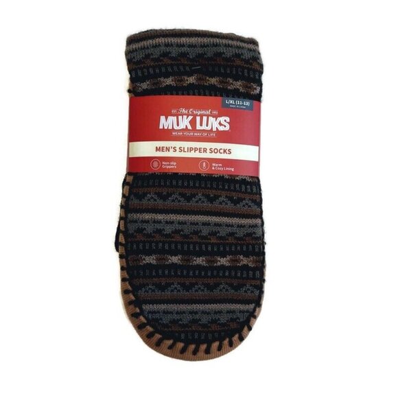 Mukluks Other - MUK LUKS Mens Slipper Socks Size L/XL Shoe Size 11/13 Brown Warm Comfortable RT